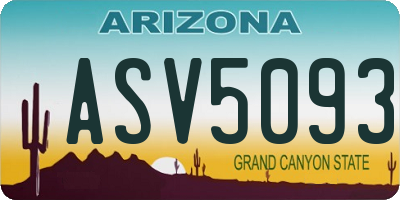 AZ license plate ASV5093