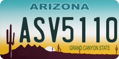 AZ license plate ASV5110