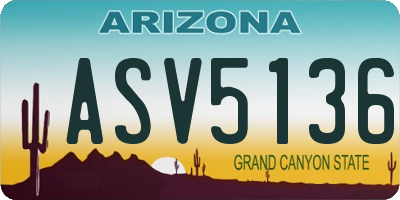 AZ license plate ASV5136