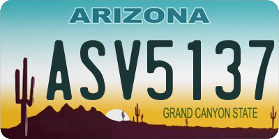 AZ license plate ASV5137