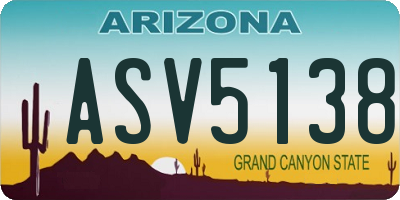 AZ license plate ASV5138