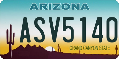 AZ license plate ASV5140