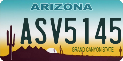 AZ license plate ASV5145