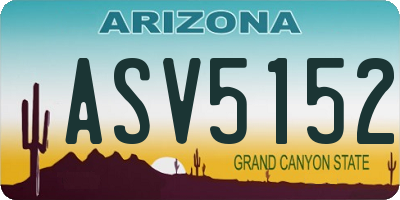 AZ license plate ASV5152