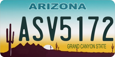 AZ license plate ASV5172