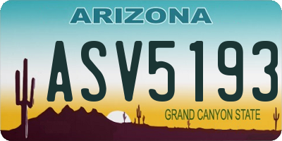 AZ license plate ASV5193