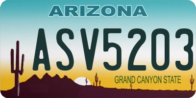 AZ license plate ASV5203