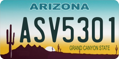 AZ license plate ASV5301