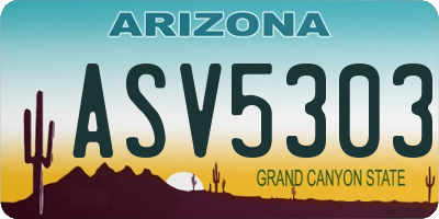AZ license plate ASV5303
