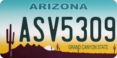 AZ license plate ASV5309