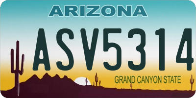 AZ license plate ASV5314