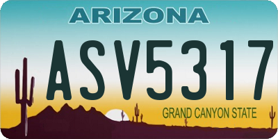 AZ license plate ASV5317