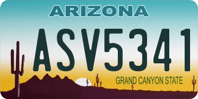 AZ license plate ASV5341
