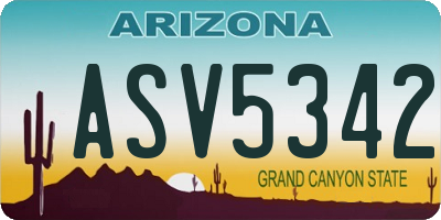 AZ license plate ASV5342