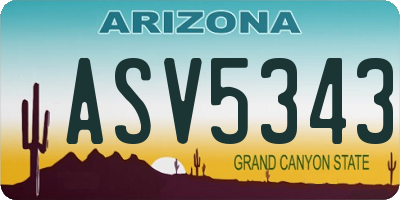 AZ license plate ASV5343