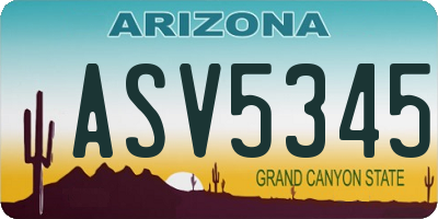 AZ license plate ASV5345