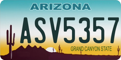 AZ license plate ASV5357