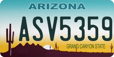 AZ license plate ASV5359