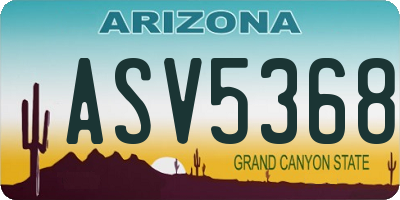 AZ license plate ASV5368