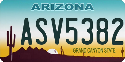 AZ license plate ASV5382