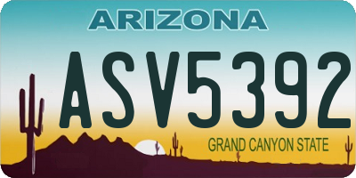 AZ license plate ASV5392