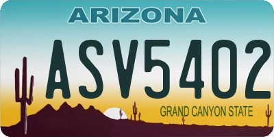 AZ license plate ASV5402
