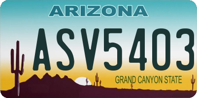 AZ license plate ASV5403