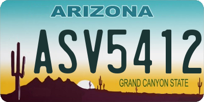 AZ license plate ASV5412