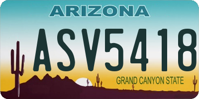 AZ license plate ASV5418