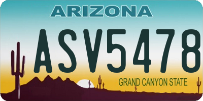 AZ license plate ASV5478