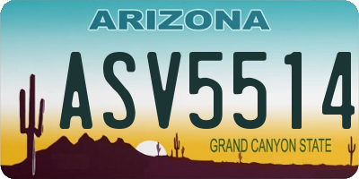 AZ license plate ASV5514