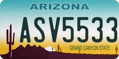 AZ license plate ASV5533