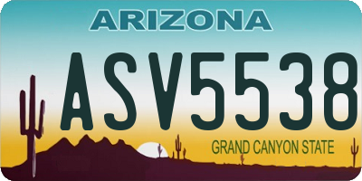 AZ license plate ASV5538