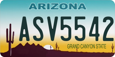 AZ license plate ASV5542