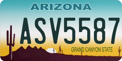 AZ license plate ASV5587