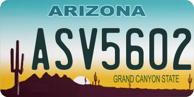 AZ license plate ASV5602