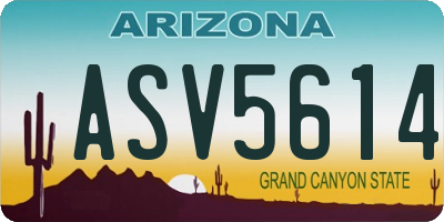 AZ license plate ASV5614