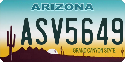 AZ license plate ASV5649