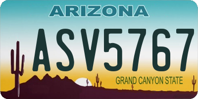AZ license plate ASV5767