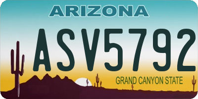 AZ license plate ASV5792