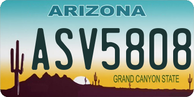 AZ license plate ASV5808