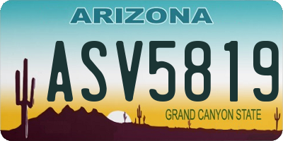 AZ license plate ASV5819