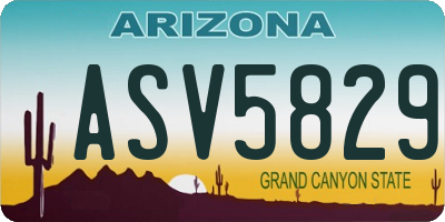 AZ license plate ASV5829