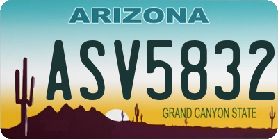 AZ license plate ASV5832