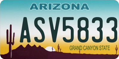 AZ license plate ASV5833