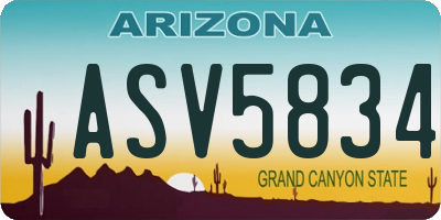 AZ license plate ASV5834