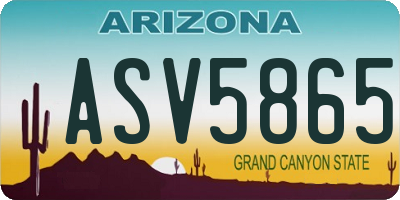 AZ license plate ASV5865
