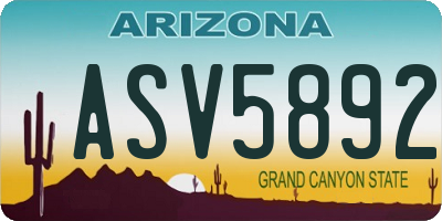 AZ license plate ASV5892