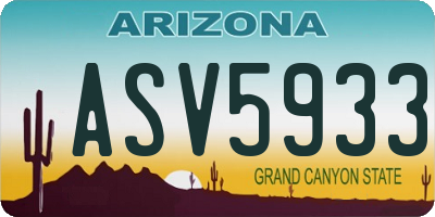 AZ license plate ASV5933