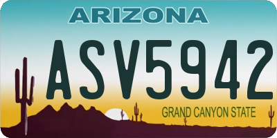 AZ license plate ASV5942